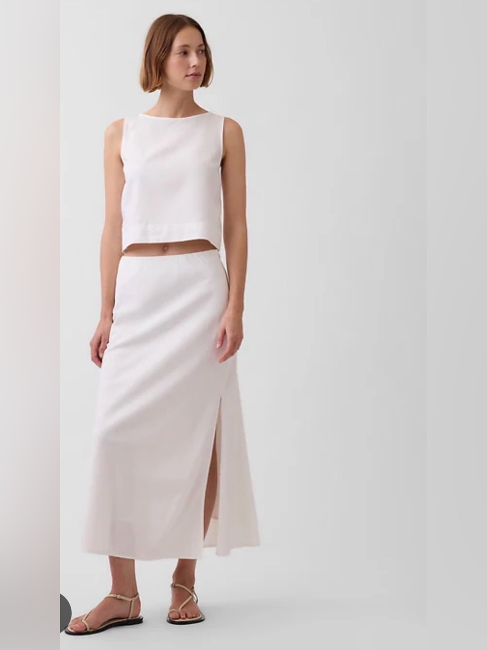 GAP Heavyweight Linen White Skirt Set Petite Small